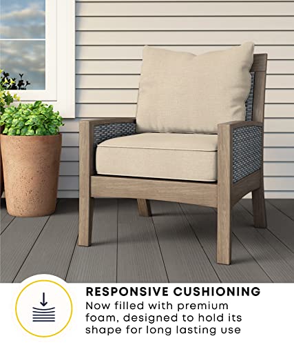 Honeycomb Outdoor Textured Solid Almond Deep Seating Patio Cushion Set: Resilient Foam Filling, Weather Resistant And Stylish Set, Seat: 24" W X 23" D X 6.5” T; Back: 27" W X 24” L #TOP4