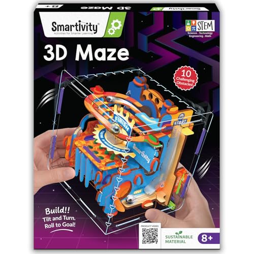Image of Smartivity 3D Maze STEM Toy for Kids Age 8-14 Years | Gravity Balance Puzzle | DIY Building Kit for Focus & Coordination | Screen-Free Birthday Gift for Boys & Girls | 10 Challenges