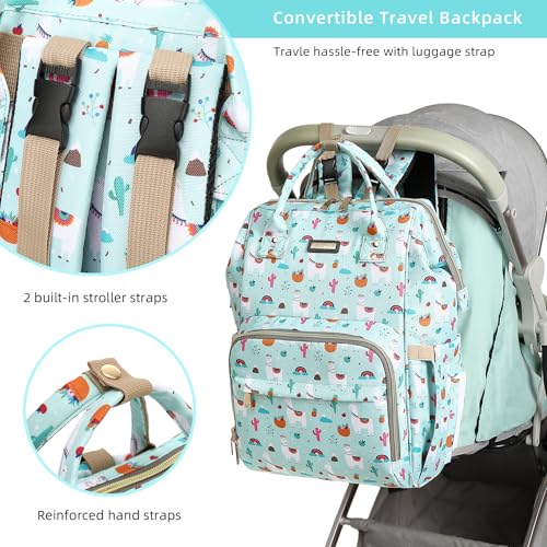 Image of GAIVP Diaper Bag Backpack, Diaper Bags for Baby Girls Boys, Baby Bags for Moms Dads, Nappy Changing Bag with Insulated Pockets,Multi-functional Waterproof Backpack with Stroller straps-Green