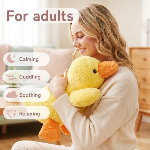 Image of Niuniu Daddy 5 lbs 25 inch Duck Weighted Stuffed Animals for Kids & Adults, Soft Sensory Comfort Plush Toy for Sleeping, Cute Lying Lap Pad Pillow for Huggable Gift