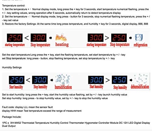 Image of xcluma XH-M452 xh m452 upgraded 4 Wire High Sensor Temperature Humidity Controller for Incubator With Indicators Hygrometer Automatic