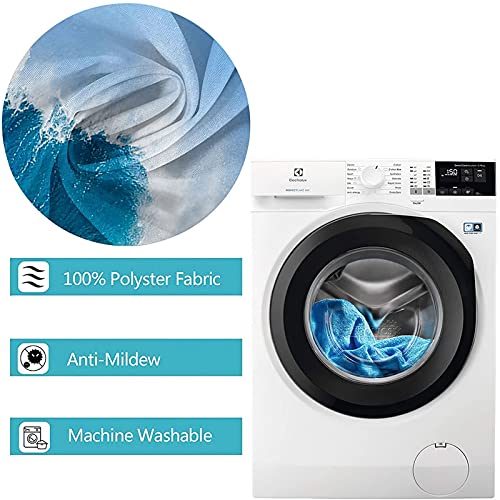 Rideau de douche anti moisissure bleu à vagues en polyester imperméable - 6