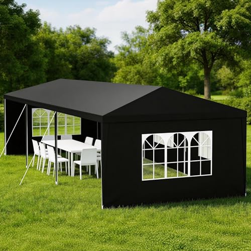 Image of 10' x 30' Outdoor Canopy Tents with 5 Detachable Sidewalls, Black Patio Gazebo Tents, Shade Shelters for Birthday, Events, Party, Wedding, Gatherings and Patio