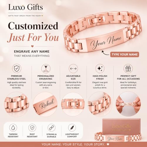 Image of Personalized Name Bracelet for Men & Women | Custom Name Engraved Silver Bracelet | Adjustable Size Stainless Steel Wrist Band | Gift for Birthday, Anniversary & Special Occasions