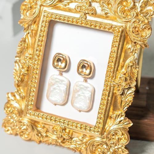 Baroque Pearl Earrings 18K Gold Plated Drop Dangle Earrings for Women Freshwater Pearl Earrings Daily Jewelly for Women - Image 5