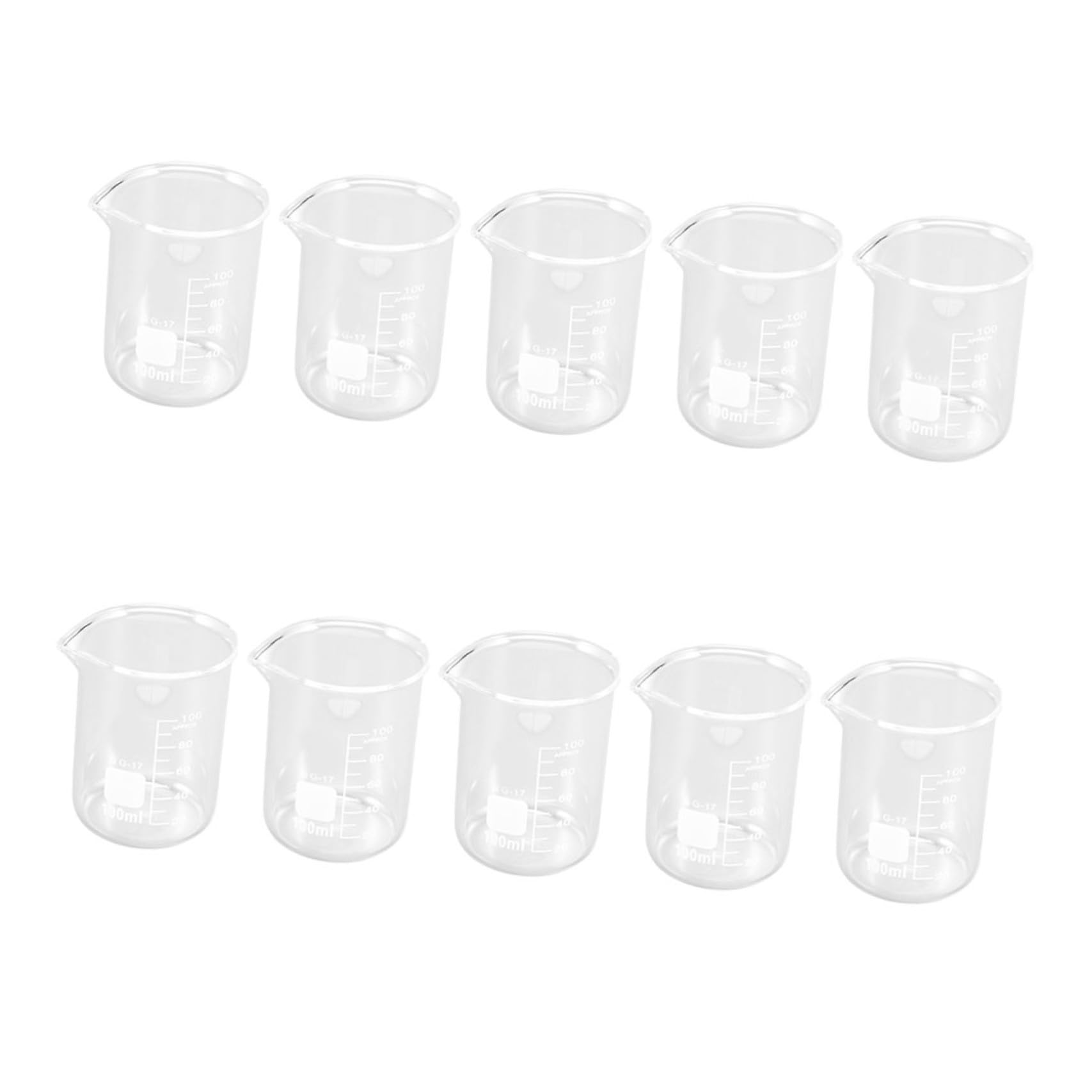 Tasses à Mesurer en Verre Transparent 100 Ml Lot de 10 Graduation Visible Cuisine, Pâtisserie et Usage en Laboratoire Pratique et Léger