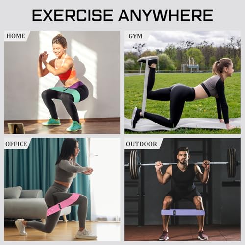 Image of 12 Pcs Fabric Resistance Bands for Working Out Non-Slip Booty Exercise Loop Bands for Women Men Glutes Hip Thigh Butt Yoga Pilates Fitness Gym, Light Medium Heavy