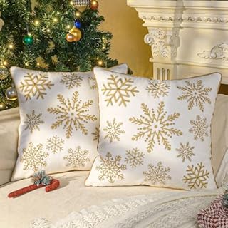 Lewondr Christmas Reindeer Throw Pillow Covers, 18 x 18 Inches Set of 2 Elk Embroidered Square Pillow Case Soft Cozy Velvet Decorative Pillowcase for Sofa Couch Bed Living Room Bedroom, Green