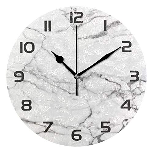UOOYA 掛け時計 大理石 石柄 サイレント おしゃれ 円形 壁掛け時計 静音 置き時計 ホーム ベッドルーム キッチン 事務所 学校 飾り付け プレゼント用