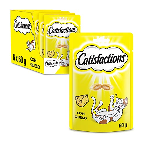 Catisfactions Premios para Gatos, Sabor Queso (Pack de 6 x 60g)