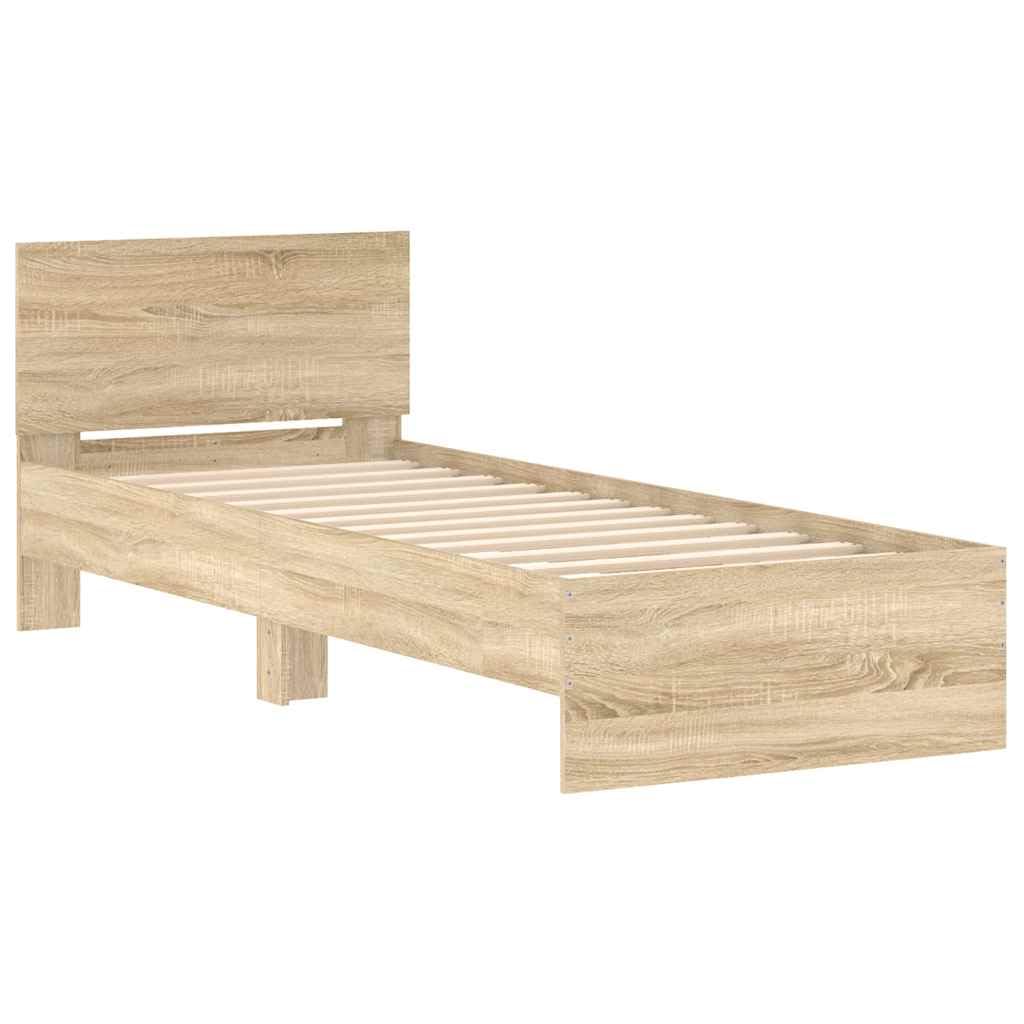 vidaXL Cama con Cabecero 90x200 cm Madera de Ingeniería Roble Sonoma