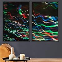 2 Piece Framed Canvas Wall Art Colorful Art Lights Canvas Prints Home Artwork Decoration for Living Room,Bedroom - 16
