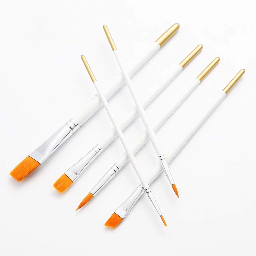 Juego de 6 pinceles de acuarela con mango de madera, suministros para dibujo, ar de acuarela con mango de madera, suministros para dibujo, arte, pintura blanca, pelo de nailon, multifunción.