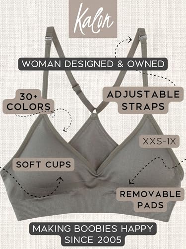 Image of Kalon Women's 4 Pack Racerback Sports Bralette Seamless Wireless Comfort Bra