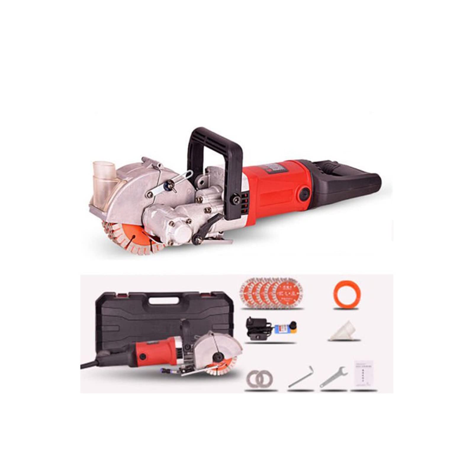 Wall Grooving Machine 4000W Wall Chaser Electric Slotting Machine 6500r/min Concrete Groove Cutting Machine Circular Saw with 5pcs Blades for Cutting Slotting Marble Concrete Grooves
