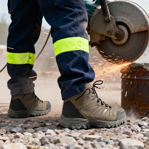 Image of NORTIV 8 Waterproof Work Boots for Men Steel Toe Safety Construction Boots ARMADILLO-STL