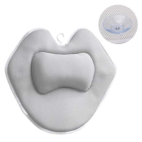 Covoi Bath Pillow for Tub, Spa Pillow with 5D Air Mesh Technology and 5 Suction Cups, Bathtub Pillow Spa Bathtub Ergonomic for Tub, Neck, Head, Shoulder Pillows Support Cushion Headrest