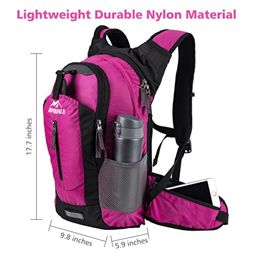 Insulated Hydration Backpack Pack with 2.5L BPA FREE Bladder, Lightweight Daypack Water Backpack For Hiking Running Cycling Camping, Commuter, Fits Men, Women, Kids, 18L Rose