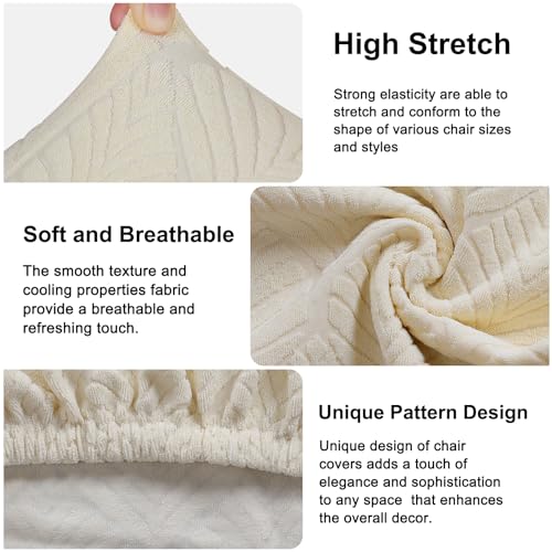 Image of Lellen Waterproof Bar Stool Covers Set of 2，Stretch Washable Barstool Seat Covers Removable Bar Chair Covers with Backs,Counter Height Bar Stool Chair Covers for Kitchen Dining Room Cafe（Cream）