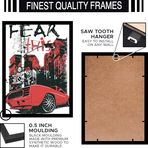 Image of BLINKART Akira (Anime) Shotaro Kaneda Car Photo Frame | Framed Poster with Synthetic Wood Frame | Ready to Hang | Bedroom, Living Room, Office - 18x12 Inch, (A3 Size) - AKR-001