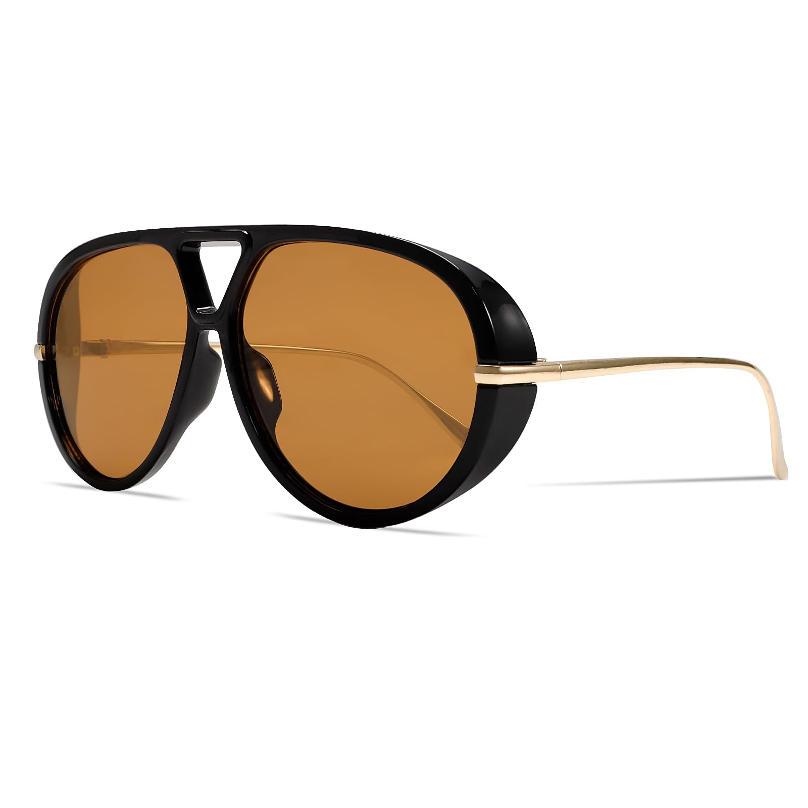 Retro Gold Aviator Sunglasses for Women Men 2026 Metal Oversized 70s Aviators Black Sun Glasses