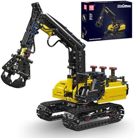 Mould King 17077 Technik Hydraulischer Holzgreifer-Bausteinmodell mit hydraulischem Greifarm MOC Schwerlastkran (866+ Stücke) Technologie Holzgreifer Klemmbausteine Bausatz Modell