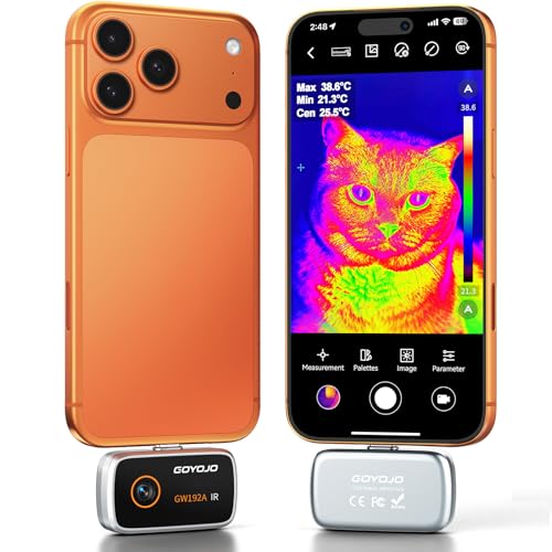 GOYOJO �T�[���O���t�B�[ �T�[�}���J���� �ԊO���J���� iOS15.0�ȏ�^Android7.0�ȏ�Ή� 192x192 IR�𑜓x�A25Hz�t���[�����[�g�A-20°C�`400°C���x�͈� ���R�ꌟ�o HVAC �d�C�z�� �����ԏC�� �ƒ댟�� DIY