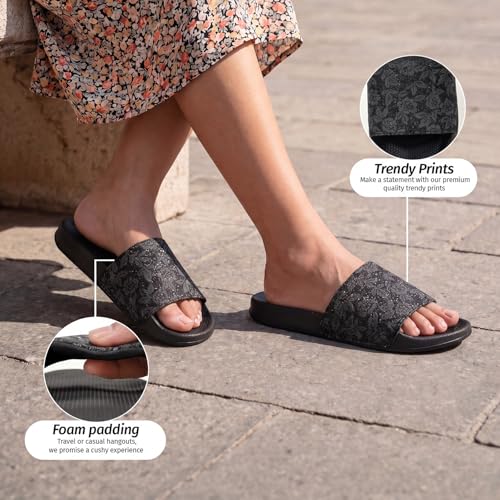 Image of YOHO Tropica Printed Comfortable Women Slides | Stylish Rainy Footwear & Waterproof Monsoon Sandals | Soft Inner Lining On Strap