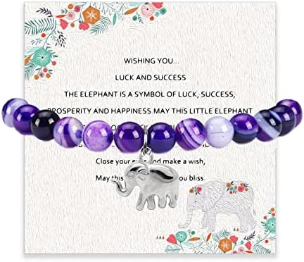 ISFIBA Elephant Bracelet for Women Elephant Gifts Inspirational Lucky Elephant Bracelet (Dark Purple Elephant Bracelet)