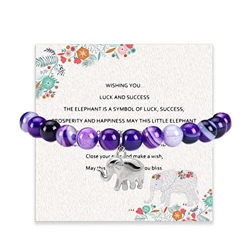 Isfiba Elephant Bracelet For Women Elephant Gifts Inspirational Lucky Elephant Bracelet (Dark Purple Elephant Bracelet) #TOP20