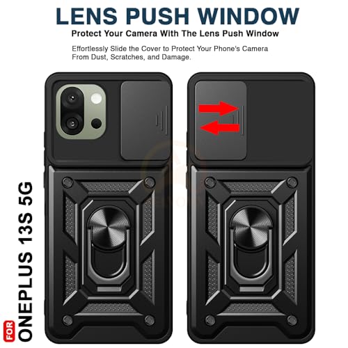 Image of Armor Bumper Back Cover Case for OnePlus 13S 5G Rotating Camera Cover, Ring Holder & Kickstand | Heavy Duty & 360 Degree Protection OnePlus 13S 5G Back Cover (Black)