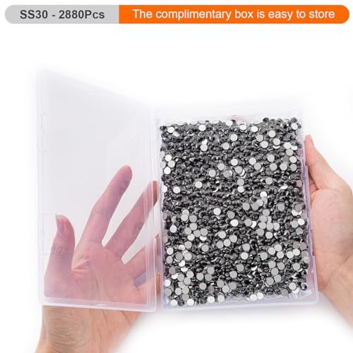 Image of Flatback Rhinestones Bulk, 2880PCS Black Rhinestones for Clothes DIY Decoration Crafts, Black, SS30, 6.3-6.5mm