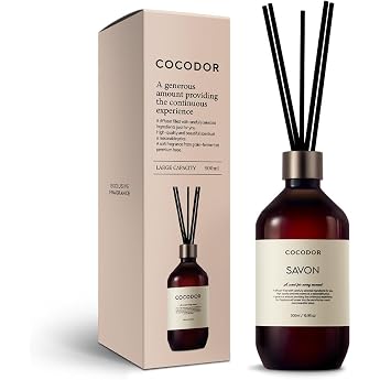 Cocodor Premium Reed Diffuser, 16.9 fl oz 500 ml, Savon, Large Capacity, Room Fragrance, Air Freshener, For Rooms, Popular Gift Present |
