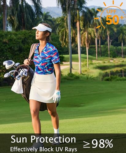 Image of PINSPARK Womens Golf Shirt Short Sleeve Polos UPF 50+ Collared Tennis Tops