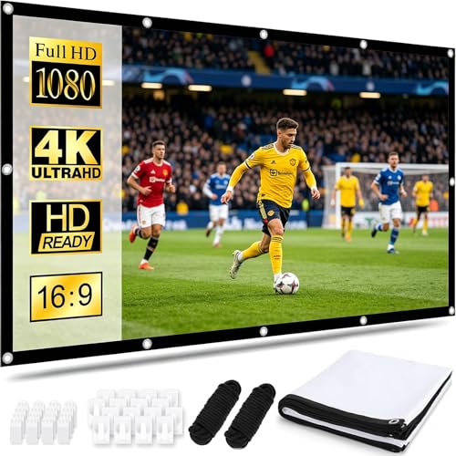 Beamer Leinwand Anti-Falten 4K Projector Screen Mobile Leinwand für Beamer 16:9 HD Faltbarer Projektionsleinwand Doppelseitige Projektor Leinwand für Heimkino Outdoor Camping (150 Zoll)