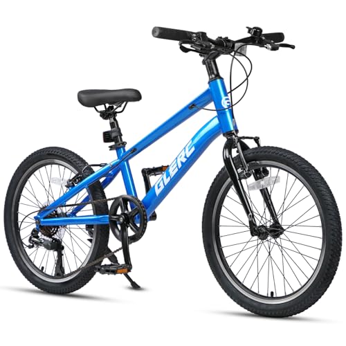 Glerc Mesa Bicicleta Infantil de 20 Pulgadas para Niños y Niñas de 6 7 8 9 10 11 12 Años, Bicicleta 7 Velocidades con Cuadro Robusto y Frenos en V, Azul