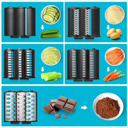 Electric-Cheese-Grater-250W-Electric-Slicer-Shredder-with-5-Different-Blades-One-Touch-Control-Salad-Maker-for-Home-Kitchen-Use-Electric-Cheese-Grater-for-Block-Cheese-Fruits-Vegetables