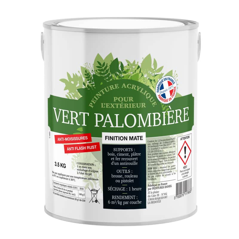 Peinture camouflage professionnelle, vert, finition mate pour palombière, cabane, abri de jardin, abri de chasse ECRAN77 3.5 Kg