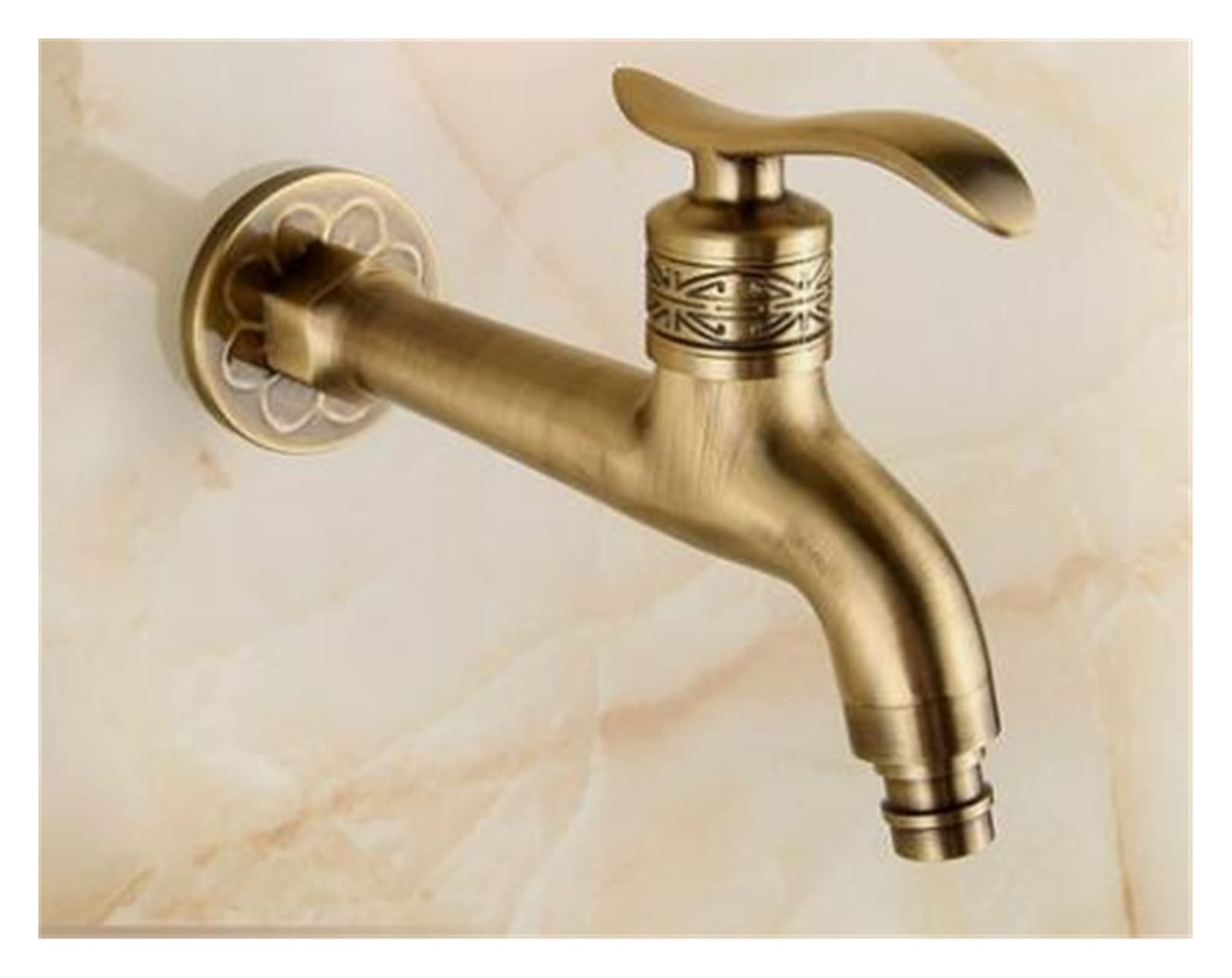 Brass Tap Faucet Garden Bibcocks Antique Brass Dragon Carved Washing Machine Faucet Outdoor Faucet Single Cold Tap Easy to Install(Rosso)