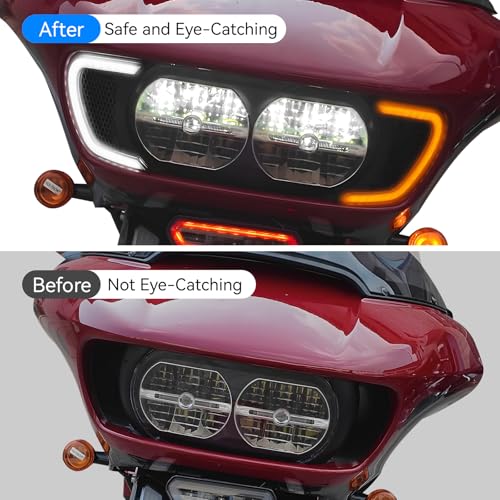 LED Headlight Vent Turn Signal for Road Glide, LED Fairing Vent Accent Lamp Indicator Side Lights for Harley Road Glide FLTRX Special FLTRXS CVO Ultra FLTRX 2015-2024 Accessories (Smoked Lens) by LUXEMOTO - Image 3