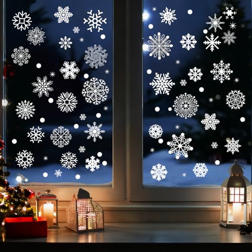 APKOL 162 Pcs Schneeflocken Fensterbilder Weihnachten Selbstklebend,...