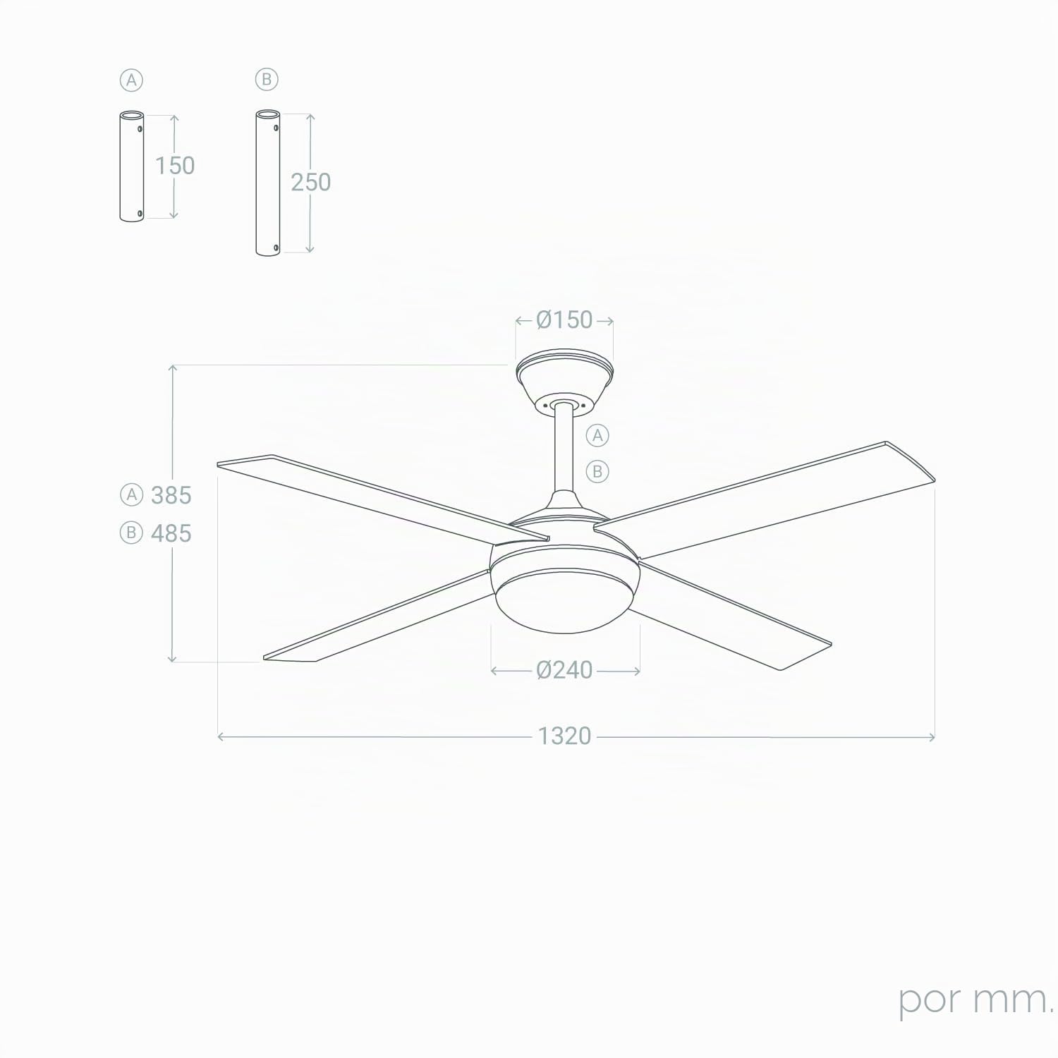 LEDKIA LIGHTING Ventilador de Techo Navy Evo Blanco 132 cm | Luz LED, Motor DC Silencioso 30W, Aspas de Madera Blancas, 6 Velocidades, 48 dB