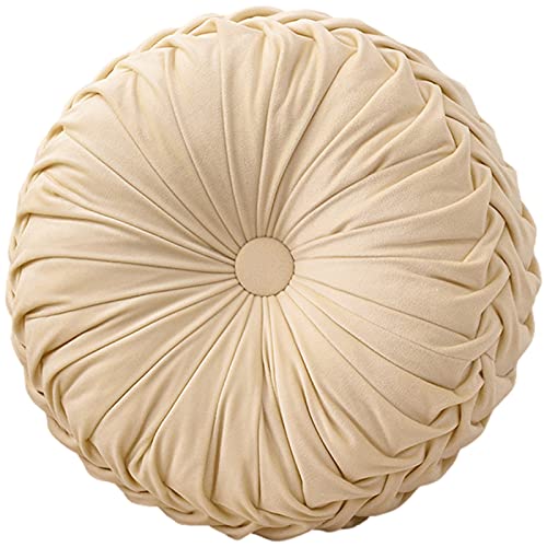 aromm Round Chair Pad Seat Cushion Memory Foam Washable for Wooden or Metal Stools Beige Diameter 38cm