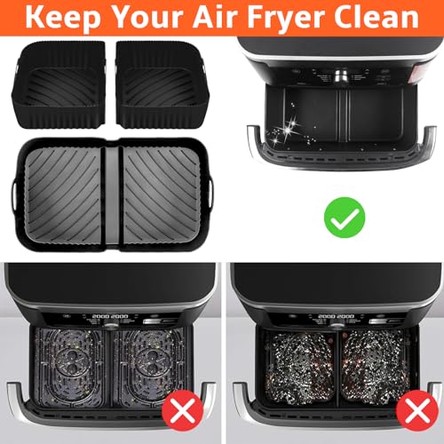 Air Fryer Liners Silicone for Ninja Flex Drawer AF500UK, 3 Pcs Air Fryer Accessories Reusable AF500UK Accessories, Large Airfryer Liners for Air Fryer AF500UK (3 Packs- Black) - Image 5