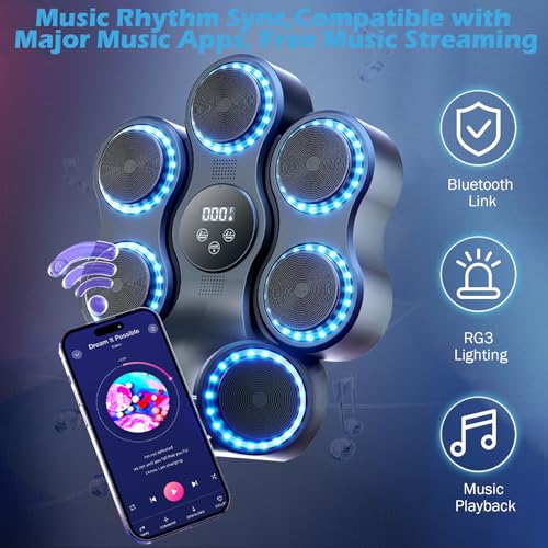 Smart Music Boxing Machine with Hook Target & LED Counter, Wall Mounted Boxing Training Punching Equipment for Boxsack, Fitness & Martial Arts - Image 3