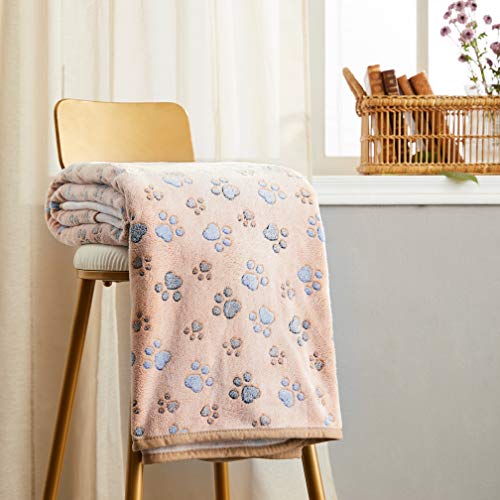 ALLISANDRO Hundedecke Flaushige Decke(100x80cm) Super Softe und Warme Katzendecke Schlafdeck Niedlicher Klauendruck L, Coffee