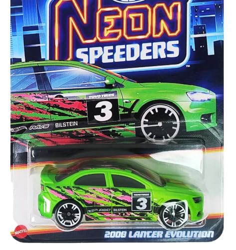 Image of 1:64 HW 2008 Lancer Evolution Neon Speeders Original HW Die-Cast Vehicle (Green)