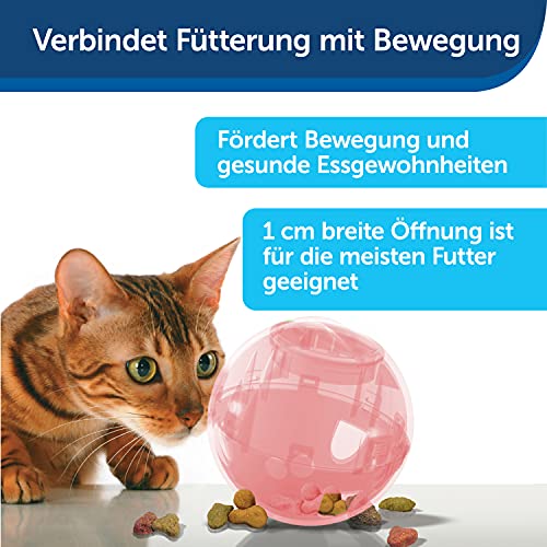 PetSafe SlimCat Futterball, Snackball für Katzen, Für eine spielerische Gewichtskontrolle, 150ml Trockenfutter, Pink