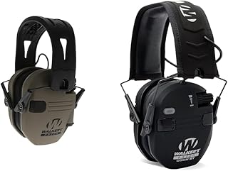 Walker's Razor Tacti-Grip and Quad Electronic Earmuffs Bundle with Bluetooth - 23dB NRR - Walker's