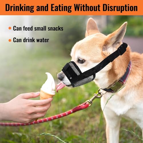 3 Stück Maulkorb Kleine Hunde,Fressschutz Hund,Giftköderschutz Hund,Größenverstellbar Durch Klettverschluss,12.0 cm - 15.0 cm,Maulkorb,Etwas Essen,Bellen,cür Kleine Hunde, Schwarz